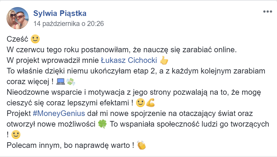 "Polecam współpracę z Łukaszem Cichockim" ~ Sylwia Piąstka